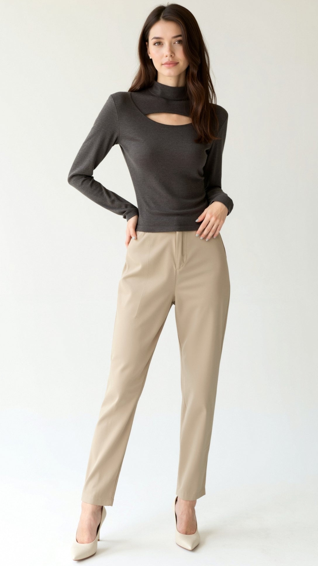 Barbara Chic Cutout Long-Sleeve Knit Top