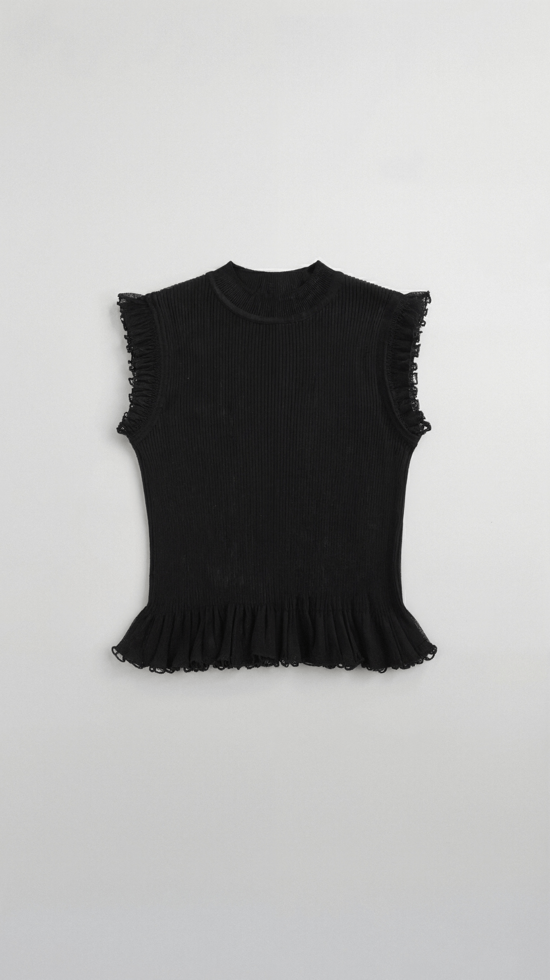 Carol Ribbed Knit Ruffle Top