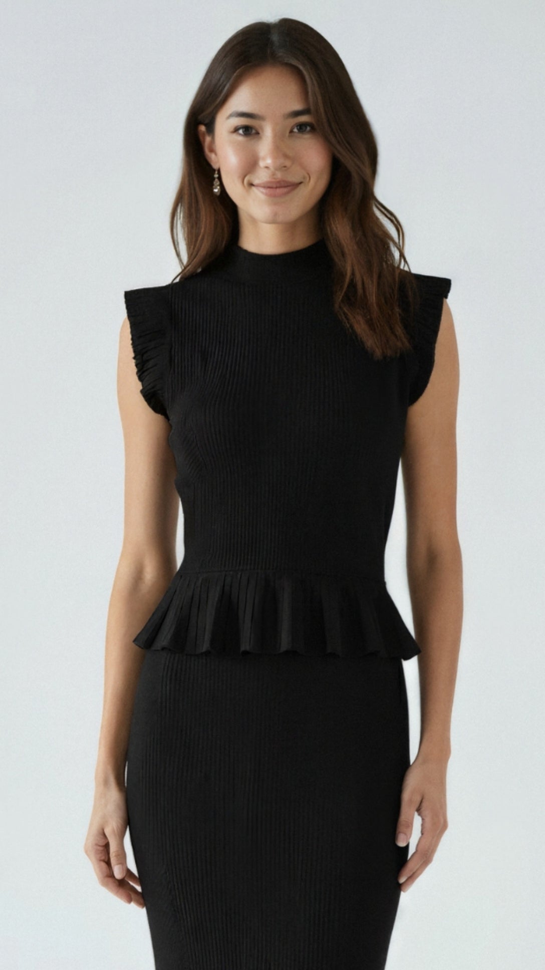 Carol Ribbed Knit Ruffle Top