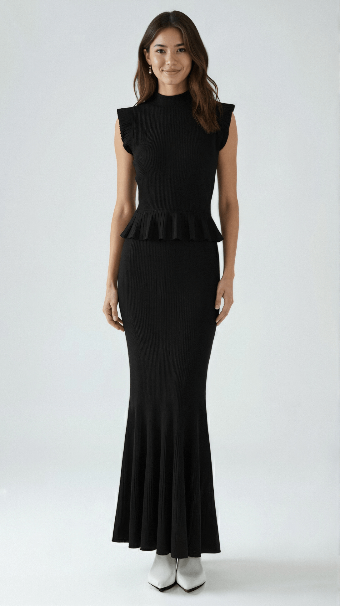 Carol Ribbed Knit Ruffle Top