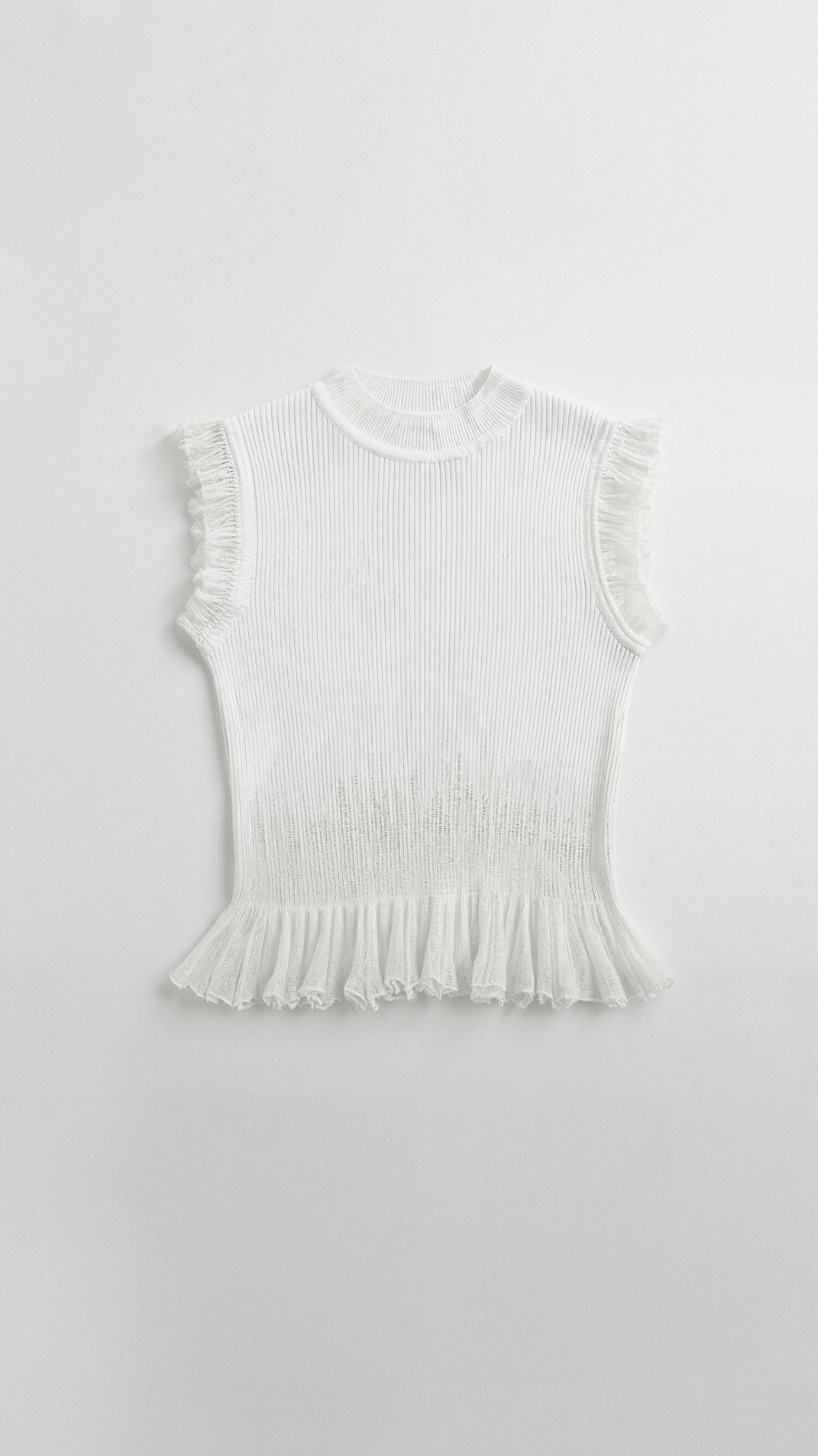 Carol Ribbed Knit Ruffle Top