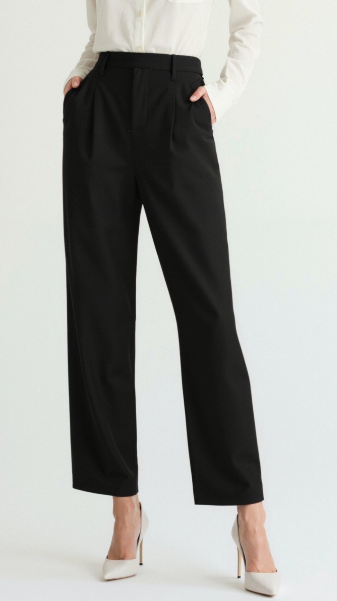 Dorothy Pleated Straight-Cut Trousers