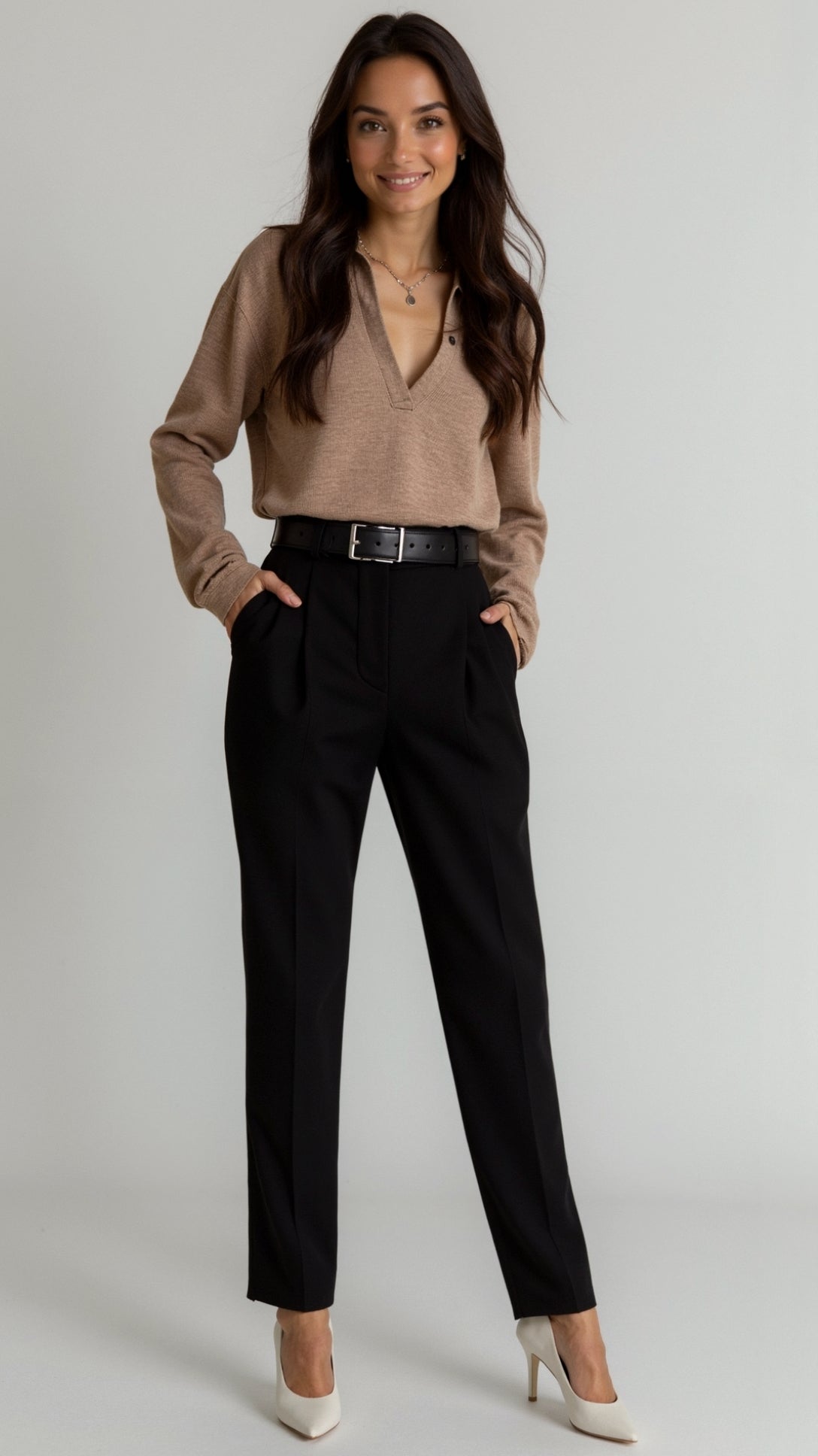 Margaret Casual V-Neck Polo Sweater