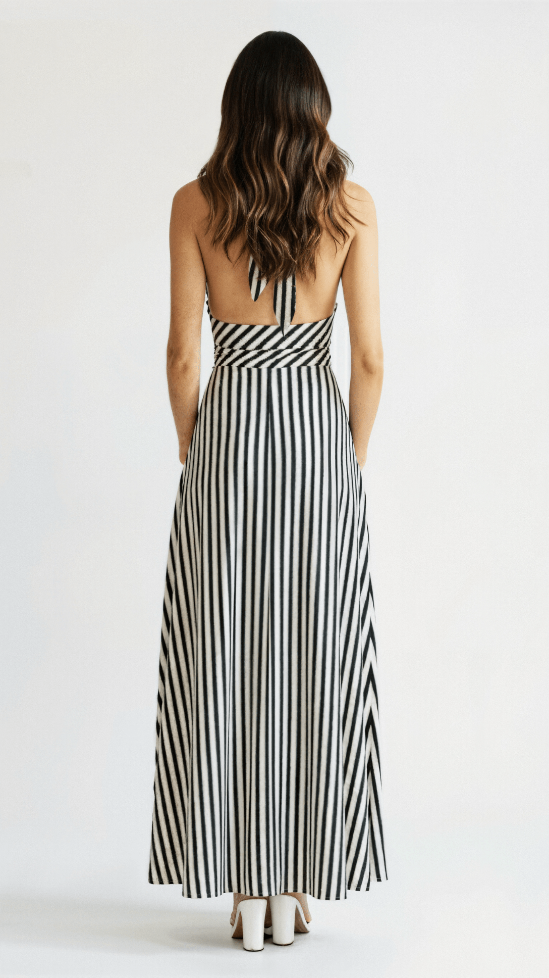 Sandra Striped V-neck Maxi Dress