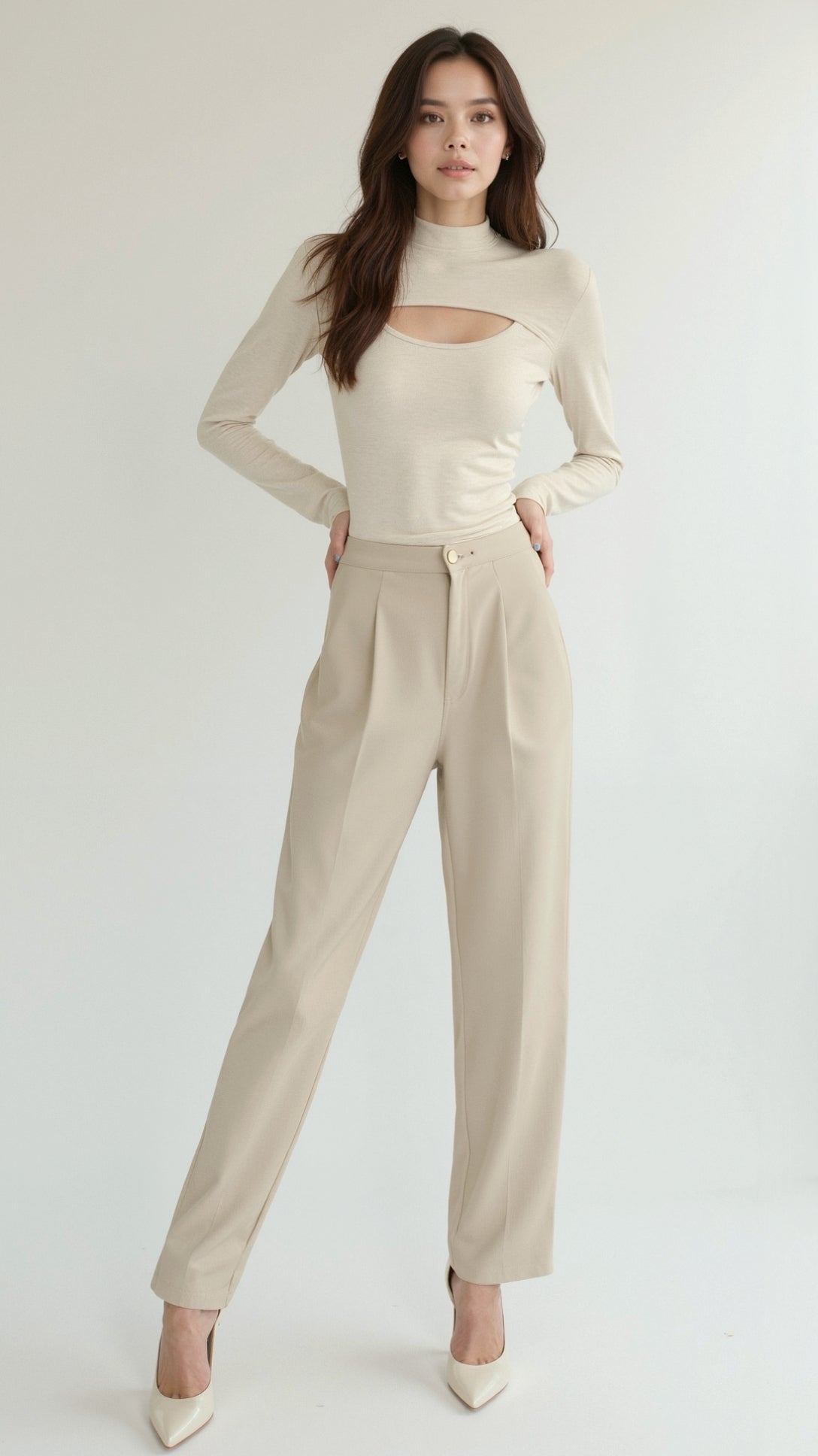 Barbara Chic Cutout Long-Sleeve Knit Top