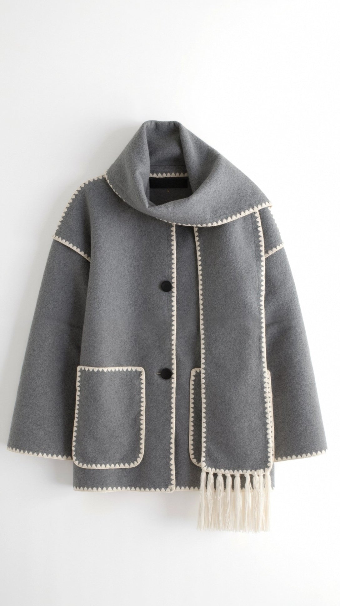 Catherine Contrast Trim Scarf Jacket