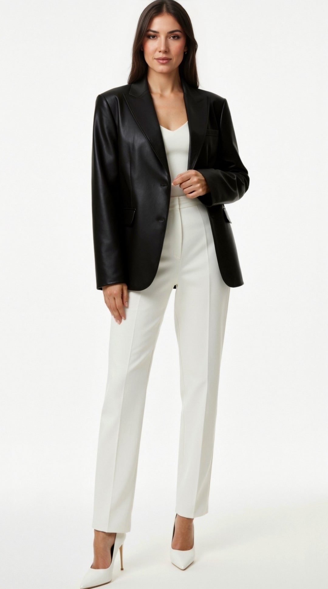 Catherine Oversized Leather Blazer