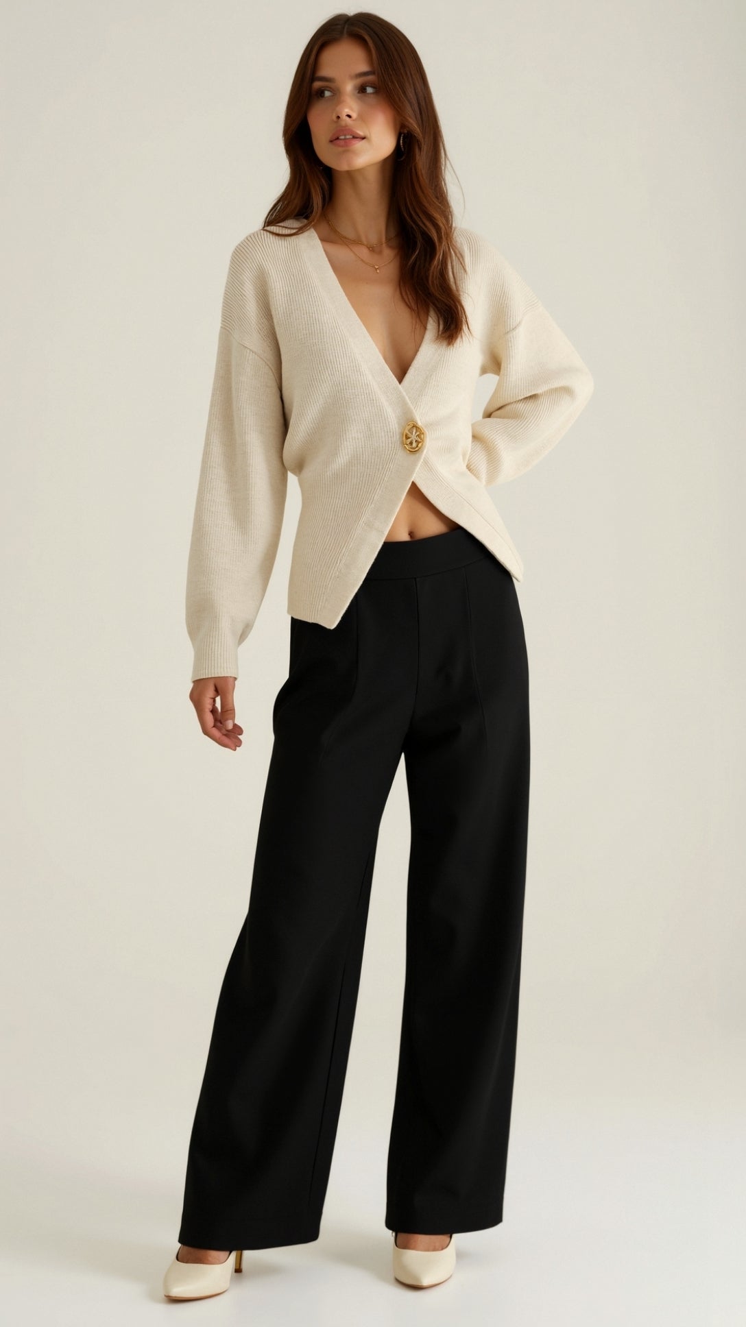 Christine Chic Deep-V Statement Cardigan