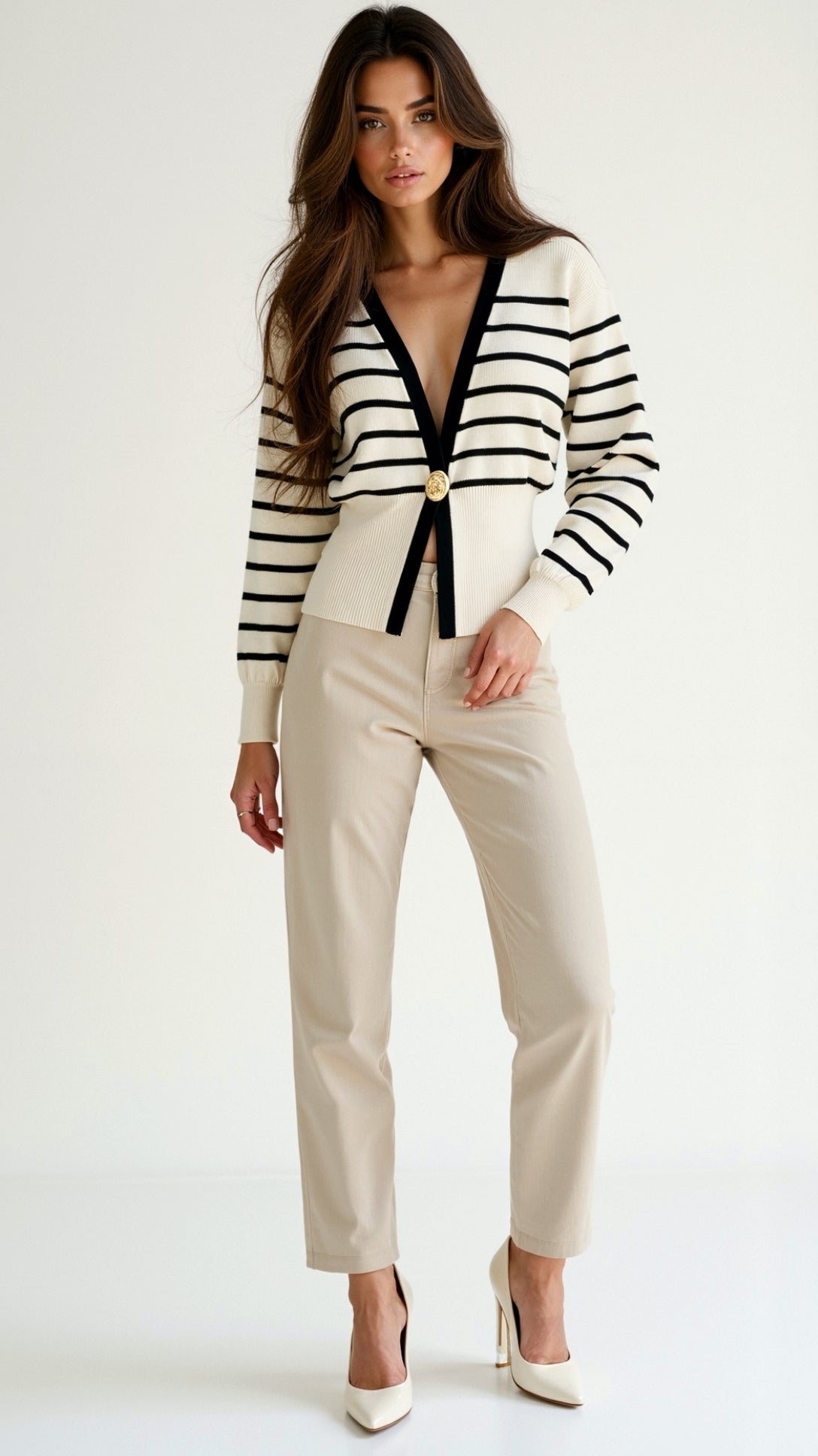 Christine Chic Deep-V Statement Cardigan