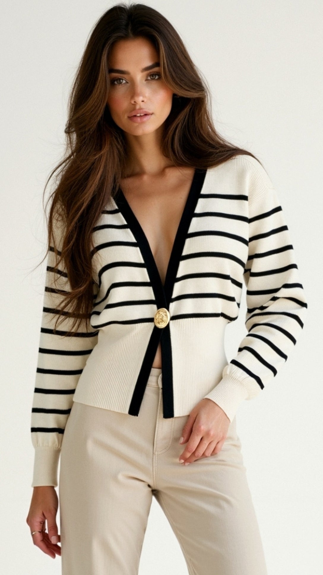 Christine Chic Deep-V Statement Cardigan