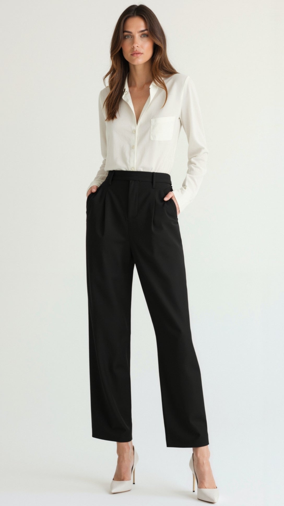 Dorothy Pleated Straight-Cut Trousers
