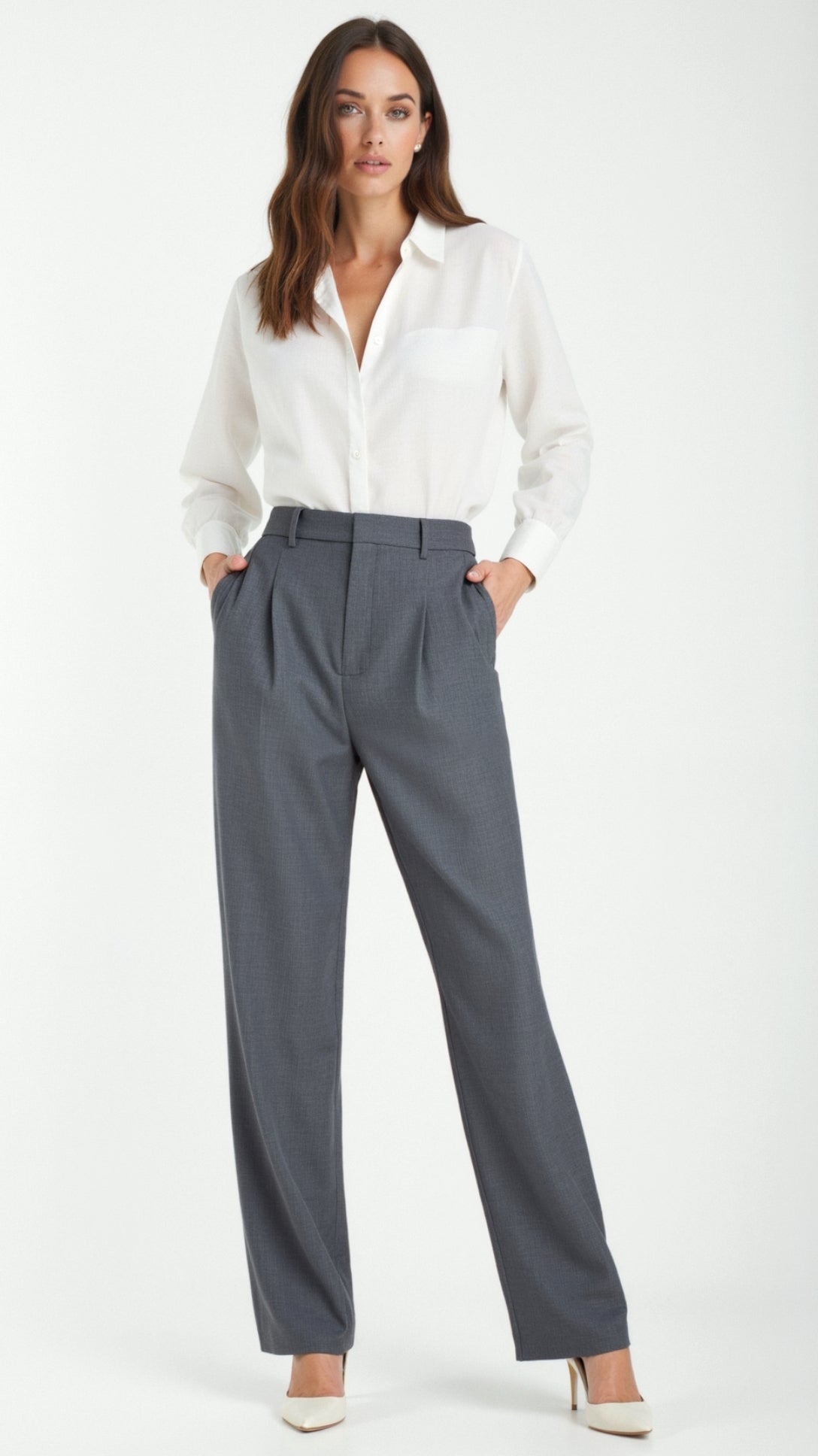 Dorothy Pleated Straight-Cut Trousers