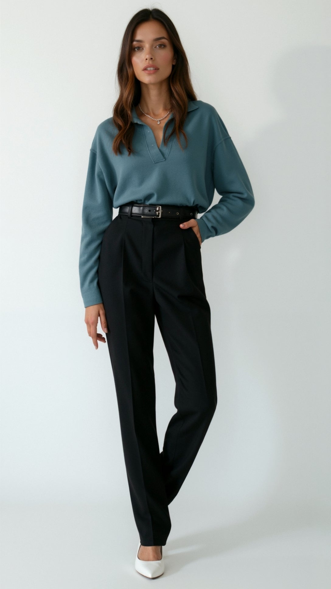 Margaret Casual V-Neck Polo Sweater