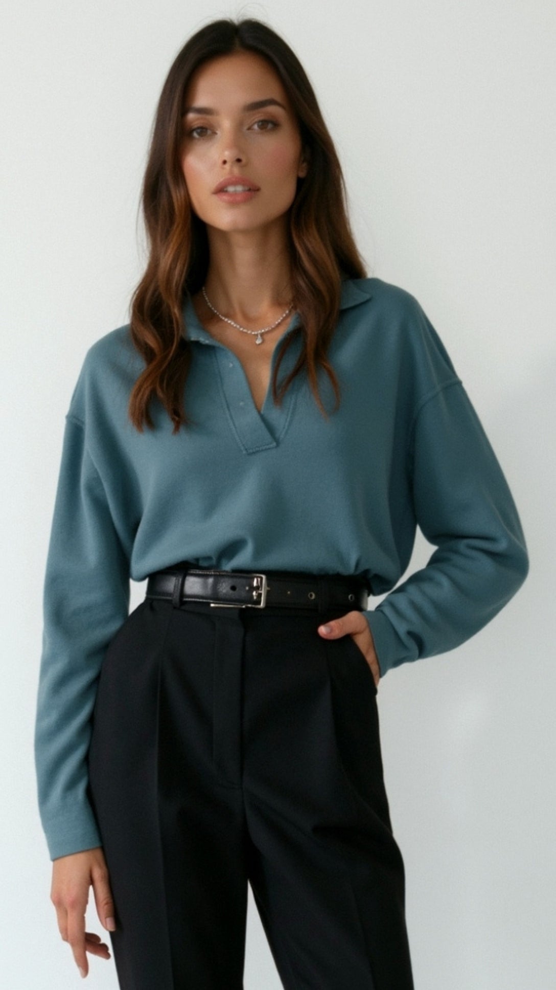 Margaret Casual V-Neck Polo Sweater