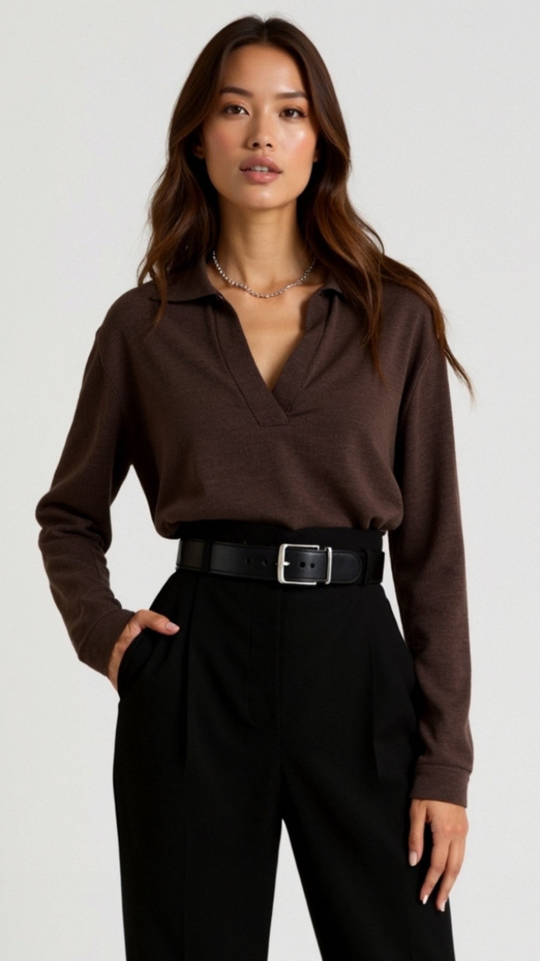 Margaret Casual V-Neck Polo Sweater