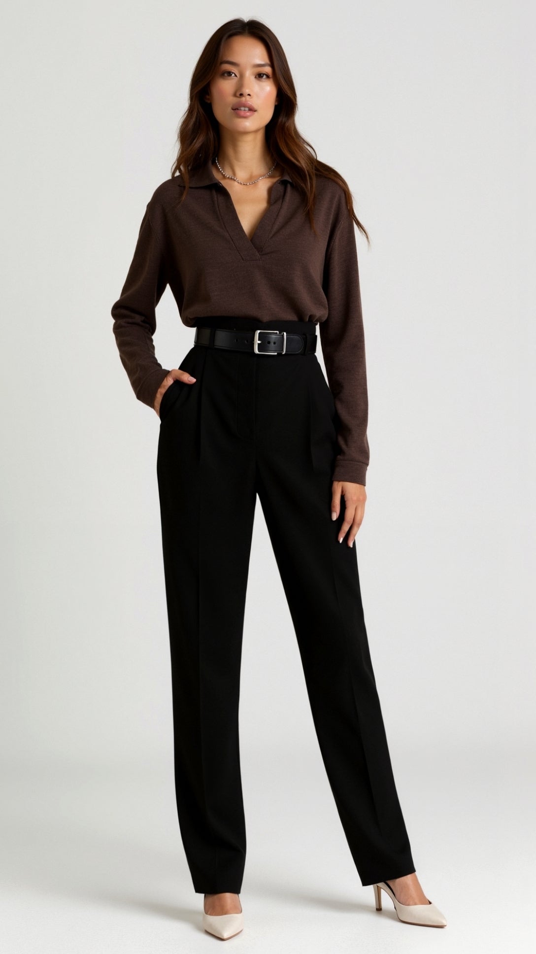 Margaret Casual V-Neck Polo Sweater