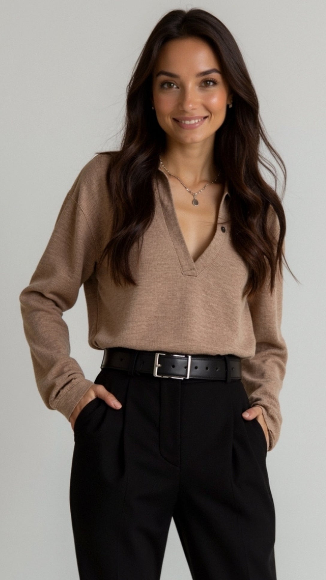 Margaret Casual V-Neck Polo Sweater