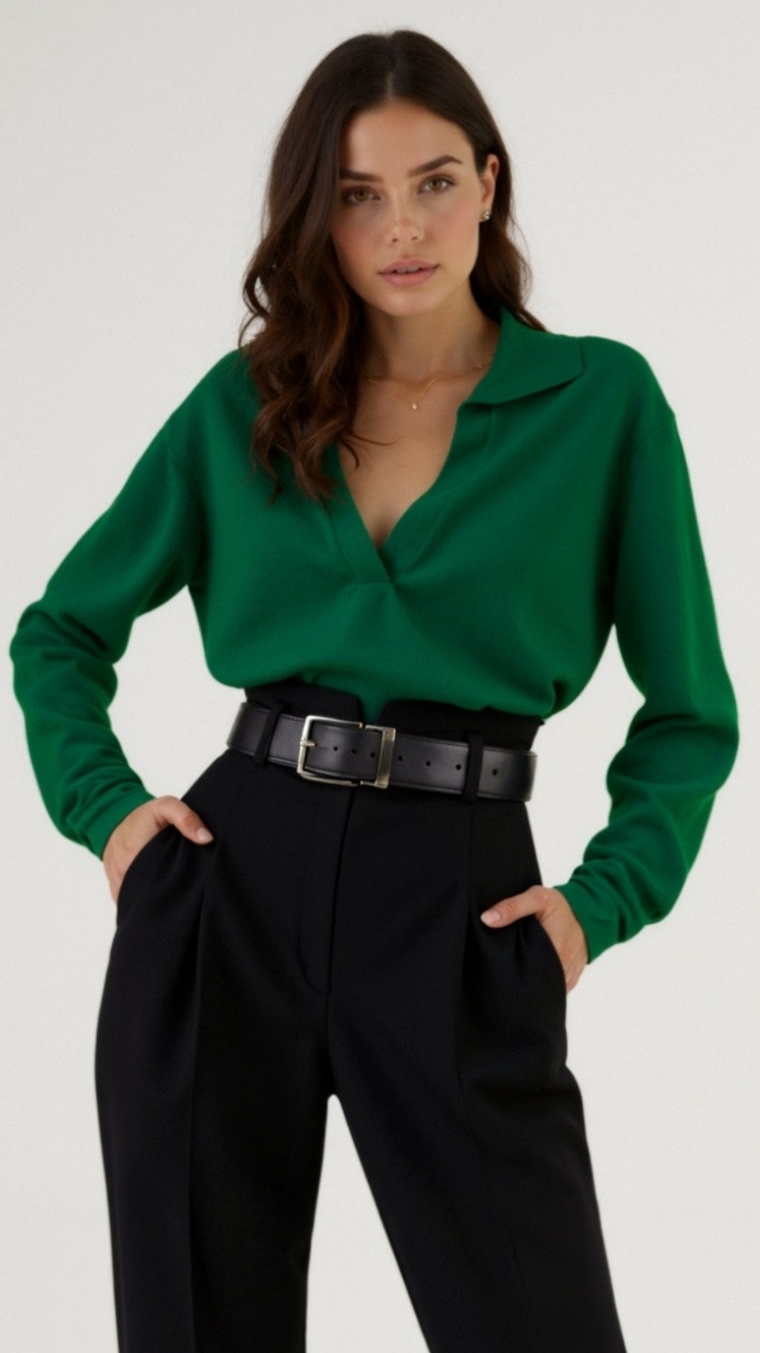 Margaret Casual V-Neck Polo Sweater