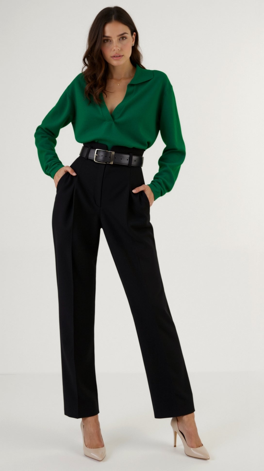 Margaret Casual V-Neck Polo Sweater