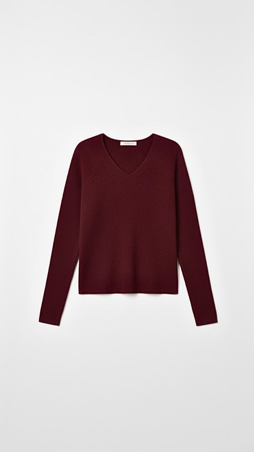 Michelle Ribbed V-Neck Sweater