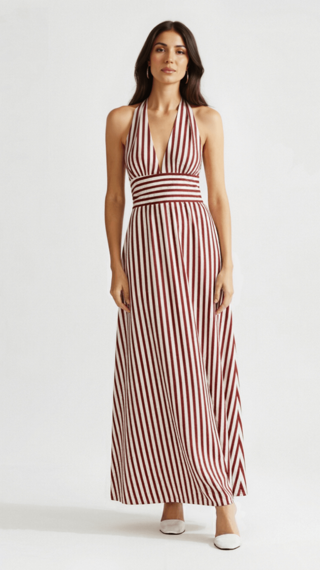 Sandra Striped V-neck Maxi Dress